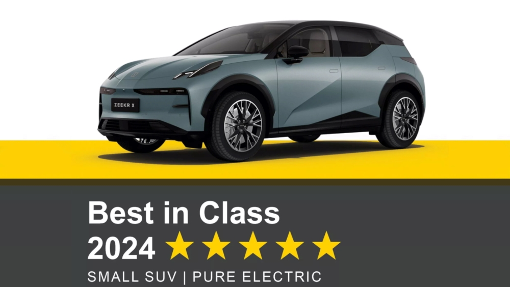 Zeekr X электрлік кроссовер бүйірінен алға Euro NCAP 2024
