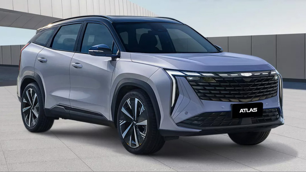 кроссовер geely atlas flagship sport awd 8at толығымен алдыңғы көрініс көк